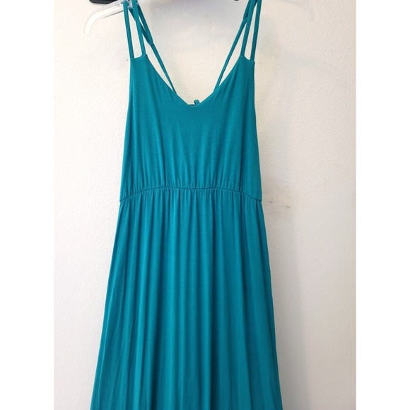 Willi Smith Teal Maxi Dress Boho Size Small Sleeveless V-neck Adjustable Straps - Picture 4 of 8